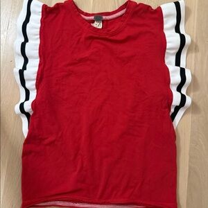 VINTAGE free people red white and black ruffle top